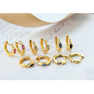 China Huggie Hoop 9K Gold Earrings Marquise Cut Inner 8.5mm Oouter 11.5mm Dimension on sale