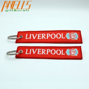 130×30mm Custom Woven Keychain PMS Simple Chart With Big Ring
