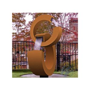 China Modern Rusty Corten Steel Water Feature Garden Fountain 2C Shape on sale