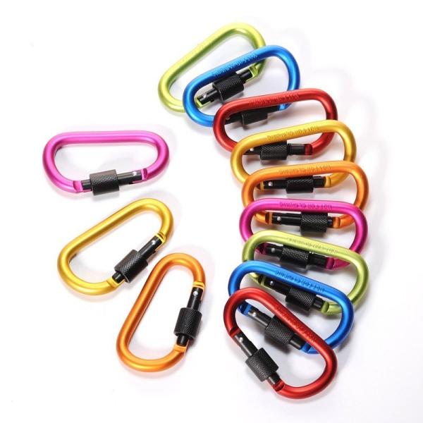 D Shape Aluminum Keychain Carabiner Clip with Screw Lock