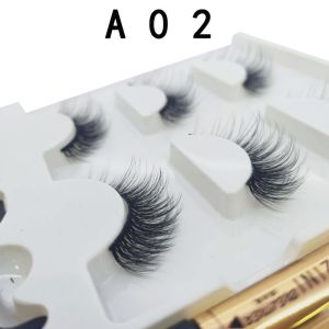 Reusable 2 Pairs Black Magnetic False Lashes With Glue Free