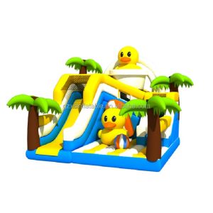 New Custom Commercial Classic Yellow Duck Pvc Multicolor Big Outdoor Bounce Dry Inflatable Slide