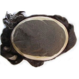 Custom Straight Men'sToupee French Lace Hair System With PU Coating Free Style