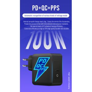 100W GaN USB-C Wall Charger with UK/EU 2-Pin Plug