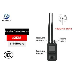 Portable 400MHz-6GHz Anti Drone Alarm System Signal Detector with 3G 4G 5g Mobile  WiFi GPS Signal Blocker