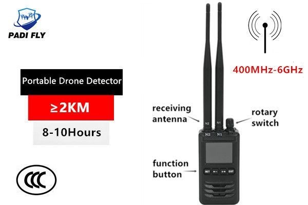 Quality Portable 400MHz-6GHz Anti Drone Alarm System Signal Detector with 3G 4G 5g Mobile  WiFi GPS Signal Blocker wholesale