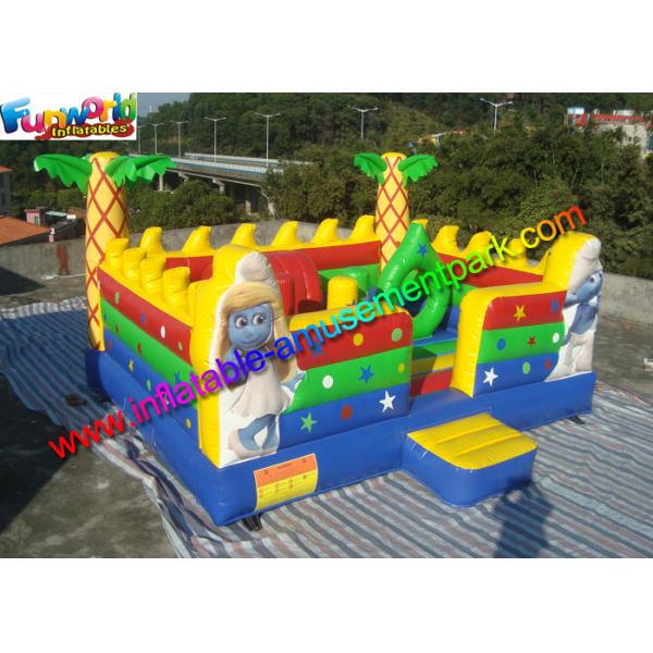Quality Popular Inflatable Smurfs Bounce House , Jumping Bouncer With Obstacle Inside wholesale