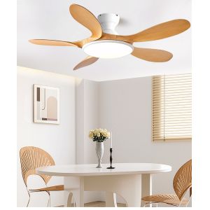 Wholesale factory Classic 42'' Flush Mount Wood Ceiling Fan With 5 Blades 20cm Tall Hugger Pattern Remote Control