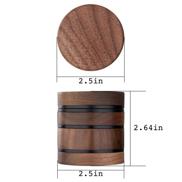 4 Piece 2.5 Inch Pollen Catcher Wooden Spice Grinder