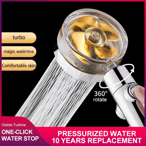 Quality Small Waist Turbocharged Shower Water Filter Handheld Turbo Propeller Shower Head wholesale