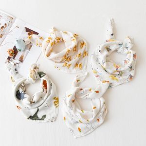 China Muslin Baby Drool Towel Mouth Towel 100% Cotton Cartoon Printed 8 Layers Gauze on sale