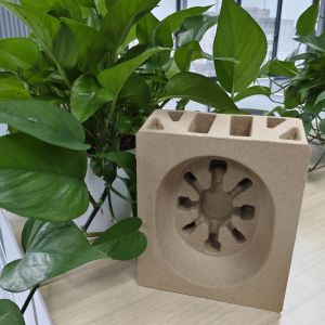 The pulp molding packaging bases for smart speakers of small household appliances are directly supplied by factories in Ningbo, China, and are equipped with V-shaped grooves.