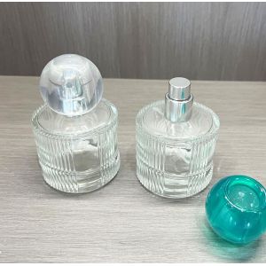 Beverage Glass Cylinder Shape Striped Classical Fragrance Parfum Spray Bottles