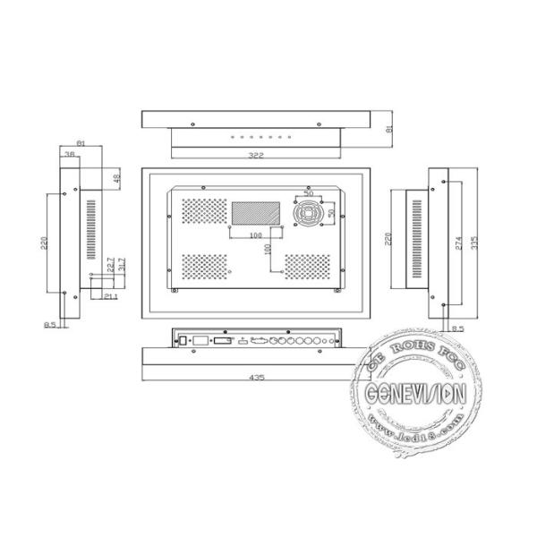 20 Inch Tft Vesa Cctv Monitor Screen , Wall Mounted Hd Monitor Input