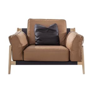 Smooth painting wood frame with Cow leather upholsered sofa in 1+2+3 seating