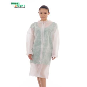 Disposable 35G/M2 PP Nonwoven Medical Lab Coat With Zipper