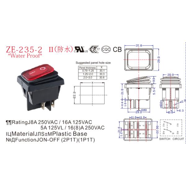 Small Compact Waterproof Led Rocker Switch , Custom Rocker Switches CE Approved