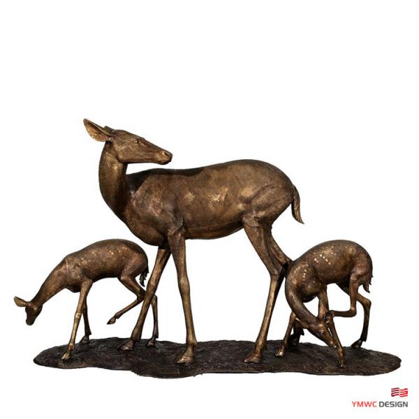 Europe Regional Feature Bronze Sika Deer Sculpture for Custom Metal Animal Statues