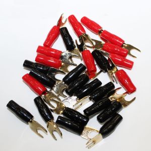Audio Crimp Spade Terminal Gold Plated 0GA/ 2GA /4GA /6GA /8GA / 10GA