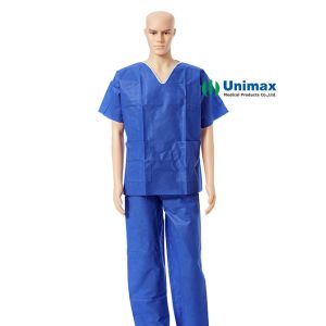 China Disposable Non Woven SMS Scrub Suits Tops Surgical Hospital Uniform on sale