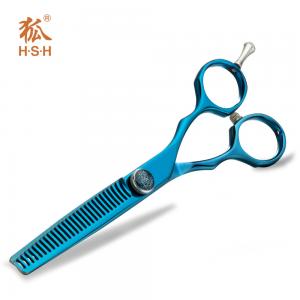 China Blue Pet Grooming Thinning Shears Double Tooth Sharp Blade Adjustable Screw on sale