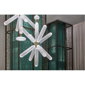 Custom Large LED Chandelier Lamp Vintage Style Iron Metal Pendants Glass