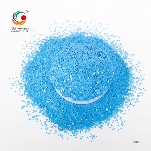 1mm Bulk Blue Eco Friendly PET Solvent Resistance Glitter Chunky Round For