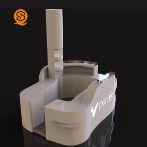 Front Counter Modern White Big Artificial Stone Corian Airport Reception Desk