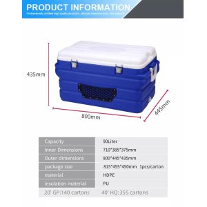 Insulated Large Capacity Custom 90L Liters Transport Pu Foaming Hard Ice Chest