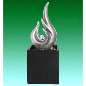 Black / Silver Color Abstract Arts Table Top Water Fountain For Indoor Ornaments