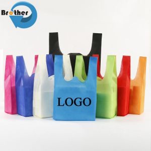 Supermarket Tote Ultrasonic Non-Woven T-Shirt Bag Custom Cheap Reusable PP Non