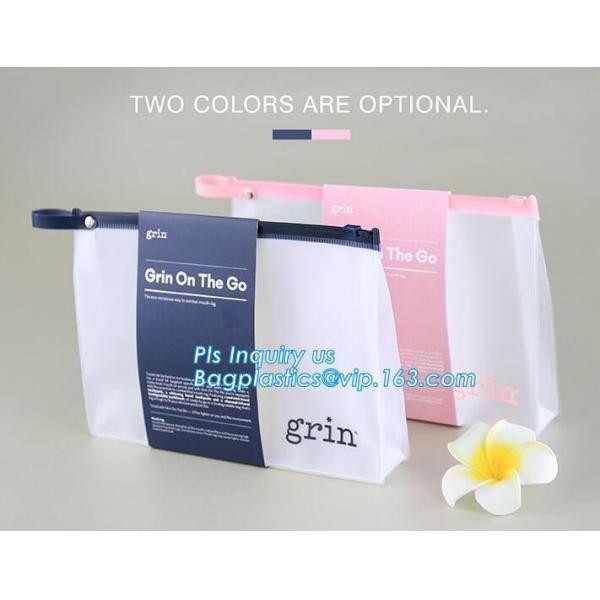 Quality Standup Cosmetic PVC Bag With Slider, Promotional PVC Toiletry bag with zipper and slider, daily use of plastic bag with wholesale