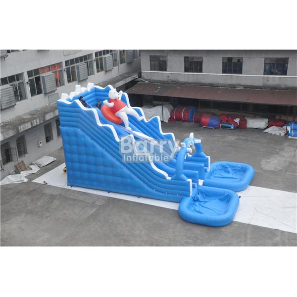 Quality 0.55mm PVC Commercial Inflatable Water Slides With Big Pool Rental wholesale