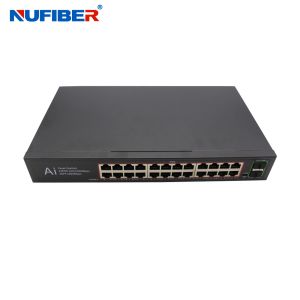 China Gigabit POE Switch 24*10/100/1000Mbps PoE port to 2*1000M SFP Slot DESKTOP/Rack Mounting with Bracket on sale