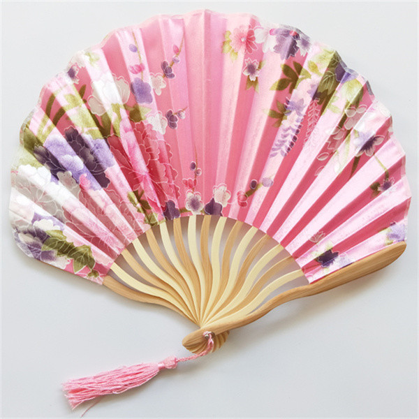 Shell Round Foldable Decorative Fans Cosplay Fabric Bamboo Festival Hand Fans