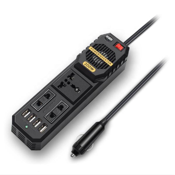 Smart Fast Charger 200W Car Inverter Dc 12V To Ac 220V 3 Phase Car Inverter For