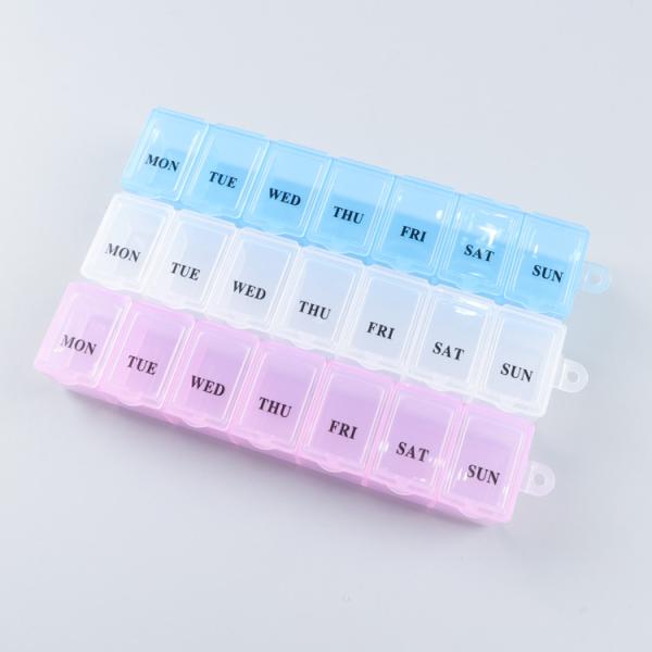 Portable 7 Day Pill Box Organizer 7 Grid Blue Whtie 7-Day Pill Box