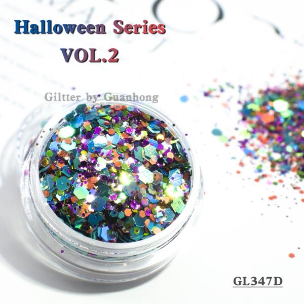 Mixed Holographic Rainbow Glitter Hexagon Halloween Tumbler Ornament