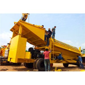 Cheap 100T/H,65Kw Power, 7.5m Length ,Steel,Rotary Movable,Gold Washing Trommel Screen for sale