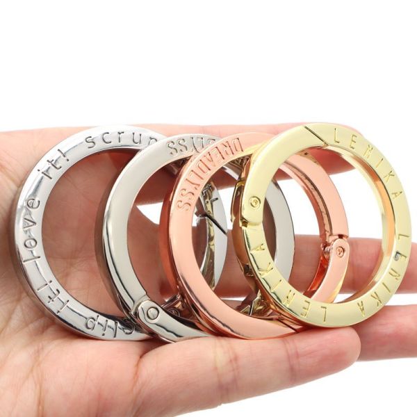 20mm Mini Light Gold Spring O Ring Clip with Small Loop, Openable Circular Spring Keychain Buckle for Key Rings & Bag Charms