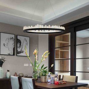 Round Chandelier Crystal Pendant Light for Living Room