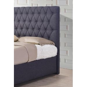 Comfortable Linen Fabric King Bed With Drawer For Apartment Kids Student