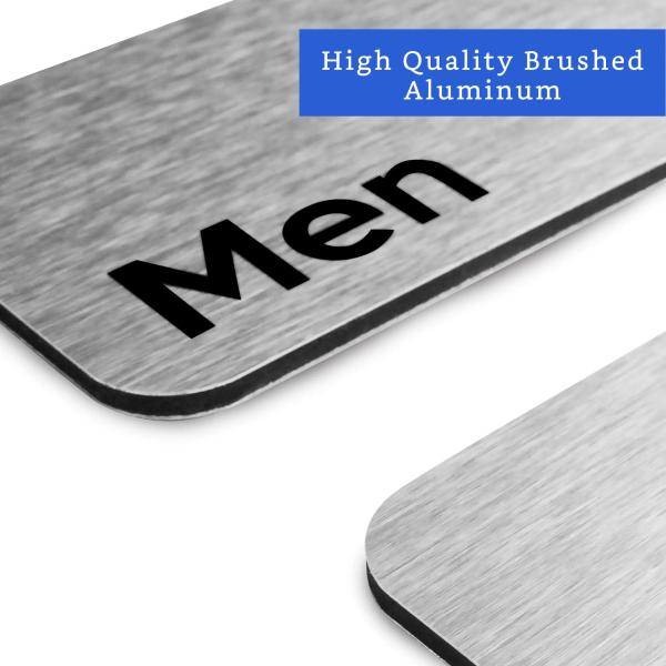 Brushed Aluminum Custom Reflective Sign Unisex Restroom Symbol