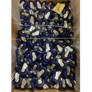 3-8 Inch Elastic Blue Rubber Caster Wheel Non Marking With Zinc Plated