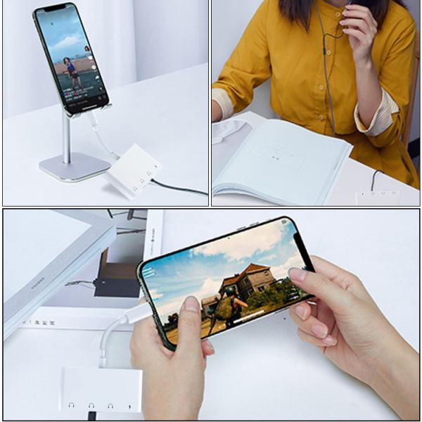 4 In 1 3A Iphone Charge And Headphone Splitter with Dual 3.5mm Jack