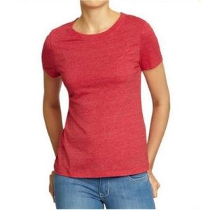 China Solid Color Womens Hemp Cotton Clothing Red Plain T Shirt OEM Service Available on sale