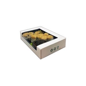 Customized Logo Ivory Paper Sushi Box Take Away 350gsm With Clear Window