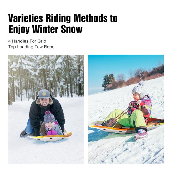 XPE EPS HDPE Snow Sled for Unisex Kids Adult Customizable Logo 2 Handles and Pull Rope