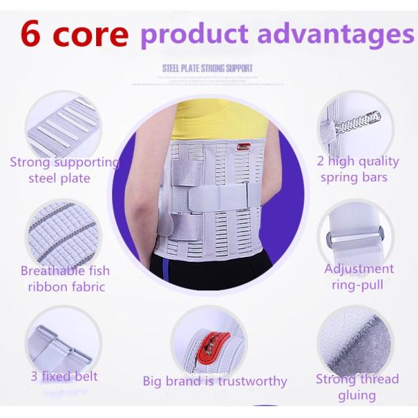 Grey Waist Support Belt Lumbar Disc Strain Medical Steel Plate Protruding Fixed