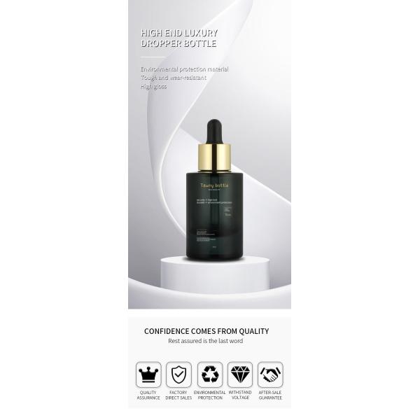 30ml Black Frosted Glass Round Modern Novel Design Cosmetic Packaging Serum Essential Oil Dropper Bottle 1 Oz